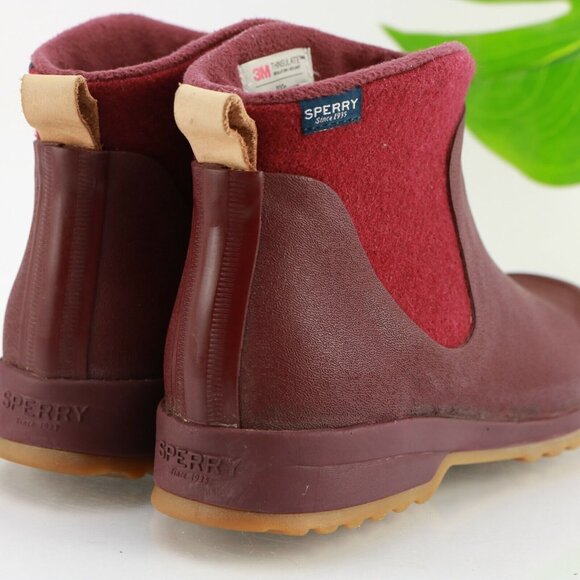 Sperry Womens Maritime Gale Boot Size 9 Burgundy Waterproof Snow Pull On Chelsea - Picture 6 of 12